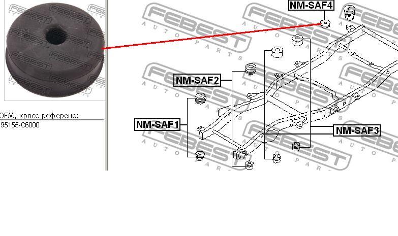 Coxim de chassi (de fixação de carroçaria) 95155C6000 Nissan