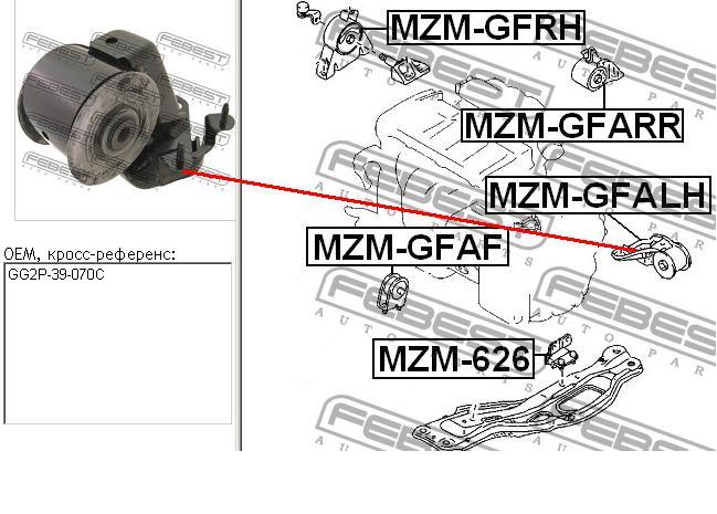 GG2P39070D Mazda подушка (опора двигателя левая)