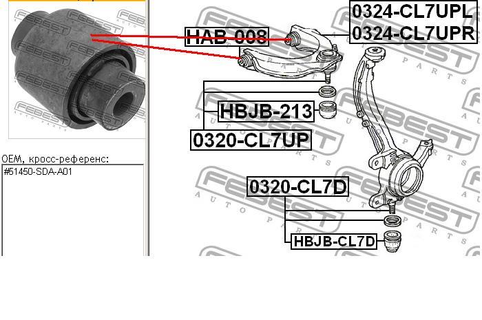 Bloco silencioso dianteiro do braço oscilante superior para Honda Accord (CL, CM)