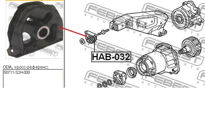 Bloco silencioso (coxim) de dianteiro redutor do eixo traseiro 50711S2H000 Honda