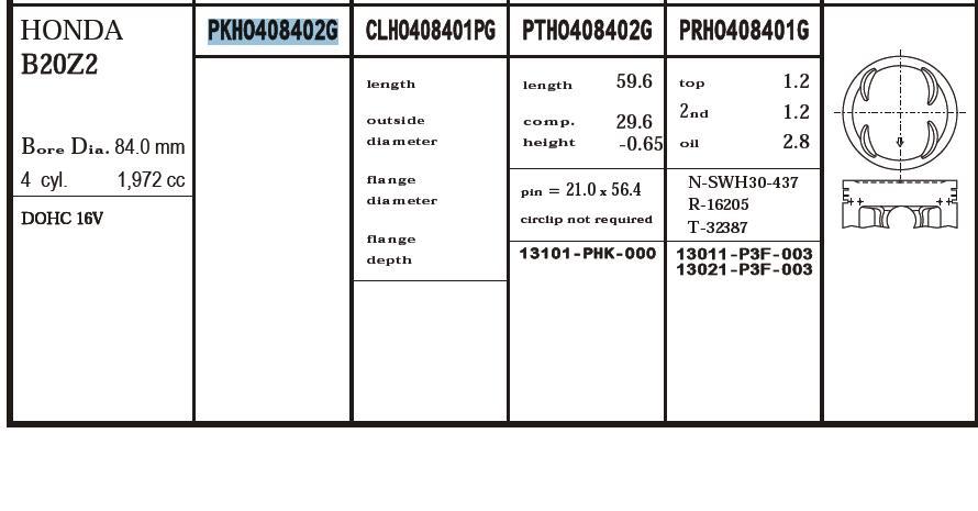 Pistão (kit para um motor), 2ª reparação ( + 0,50) 38171050 Teikin