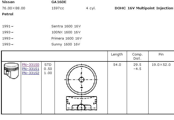 Поршень на 1 цилиндр A201074Y08 Nissan