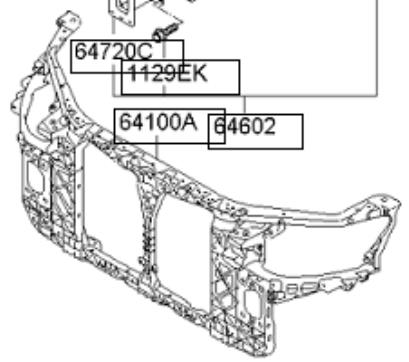 641011H300 Hyundai/Kia suporte do radiador montado (painel de montagem de fixação das luzes)