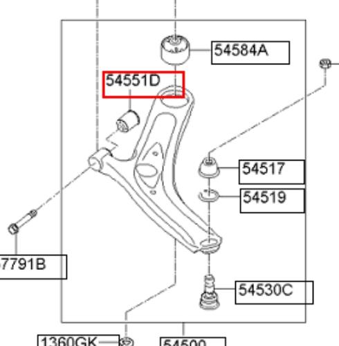 Сайлентблок переднего нижнего рычага 545511E000 Toyota