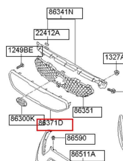863521P010 Hyundai/Kia placa sobreposta (carcaça de grelha do radiador)