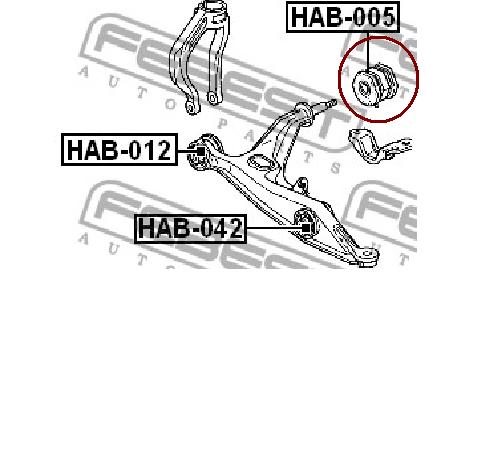 HAB005 Febest bloco silencioso dianteiro do braço oscilante inferior