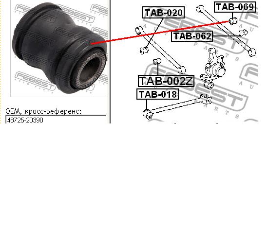 TAB-069 Febest bloco silencioso da barra panhard (de suspensão traseira)