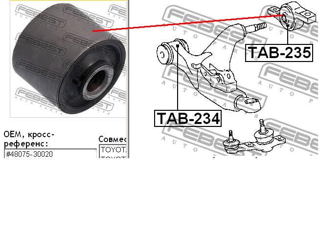 4807530020 Toyota bloco silencioso dianteiro do braço oscilante inferior