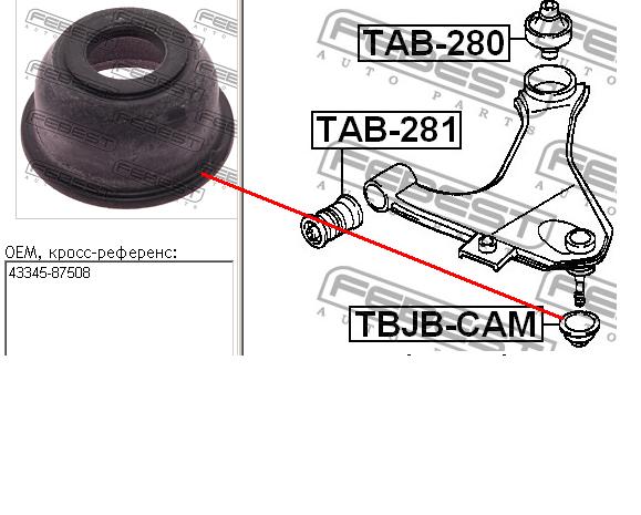 Bota de proteção de suporte esférico inferior 4334587508 Toyota