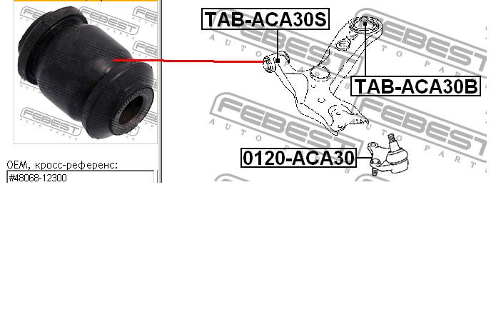TAB-ACA30S Febest bloco silencioso dianteiro do braço oscilante inferior