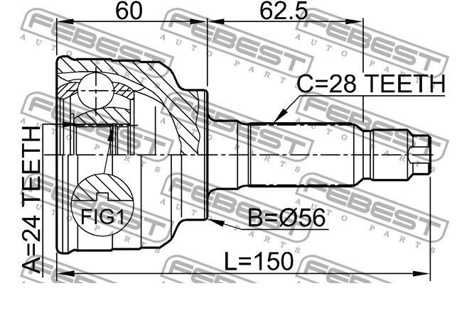 40-0222 Trakmotive/Surtrack junta homocinética externa dianteira