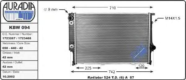 Radiador de esfriamento de motor 17111723468 BMW