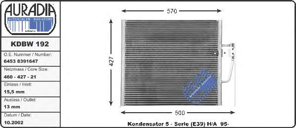 KDBW192 Auradia radiador de aparelho de ar condicionado