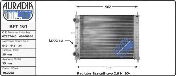 KFT161 Auradia radiador de esfriamento de motor