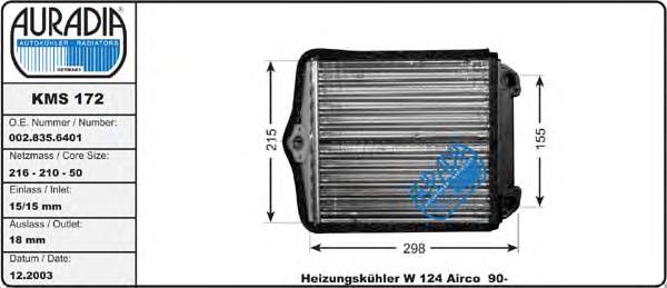 A0028356401 Mercedes radiador de forno (de aquecedor)