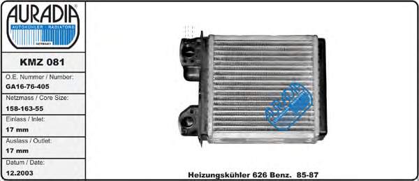GA1676405 Mazda Радиатор отопителя салона