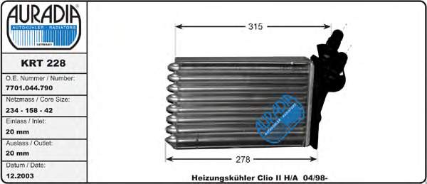 KRT228 Auradia radiador de forno (de aquecedor)