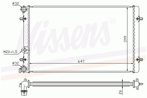 1J0121253M VAG radiador de esfriamento de motor