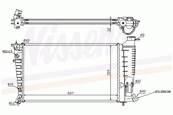 Radiador de esfriamento de motor 61381 Nissens