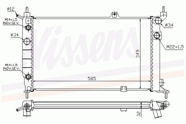 Radiador de esfriamento de motor 63253A Nissens