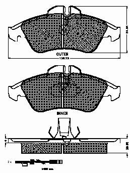 Sapatas do freio dianteiras de disco Mercedes Sprinter 901, 902