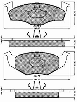 Sapatas do freio dianteiras de disco Volkswagen Polo 4 9N, 9A