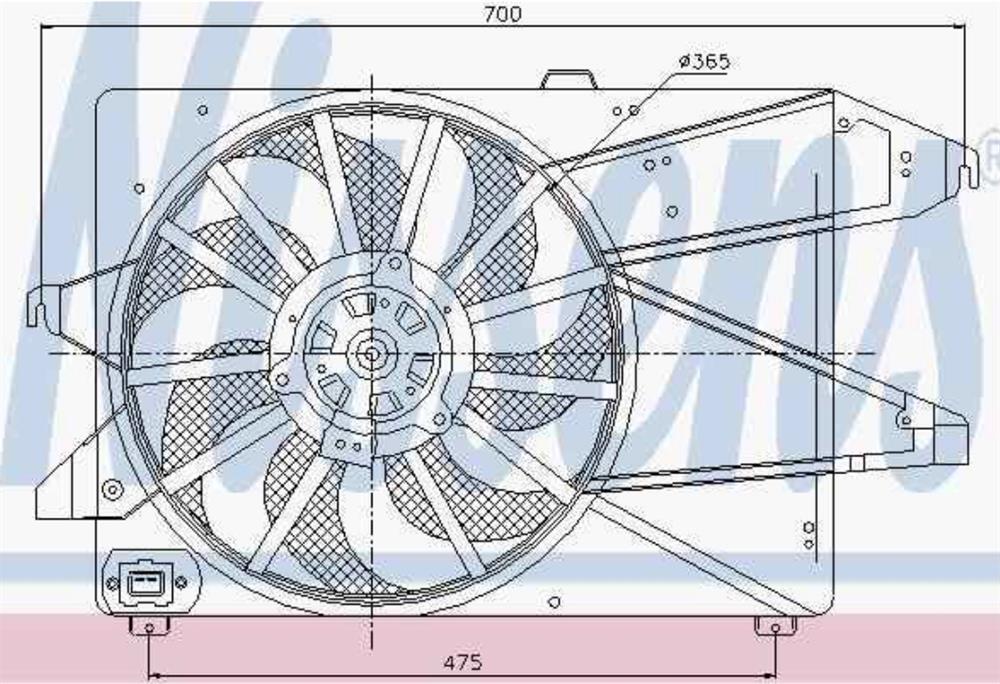 EFO056 Doga difusor do radiador de esfriamento, montado com motor e roda de aletas