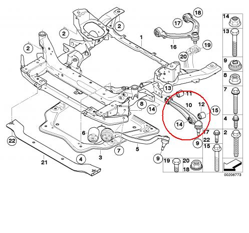 Braço oscilante inferior esquerdo de suspensão dianteira para BMW X6 (E71)