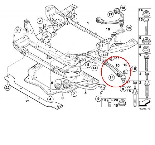 RH043046 Reinhoch braço oscilante inferior direito de suspensão dianteira