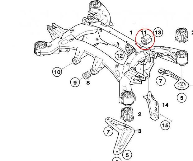 33176770948 BMW bloco silencioso de viga traseira (de plataforma veicular)