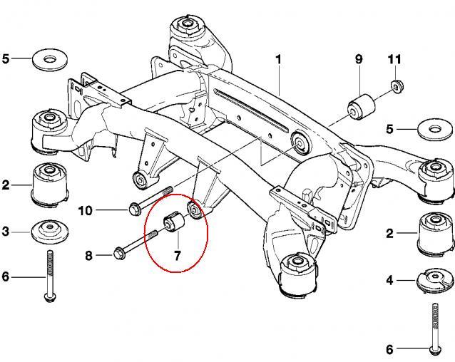 33176770457 BMW bloco silencioso de viga traseira (de plataforma veicular)