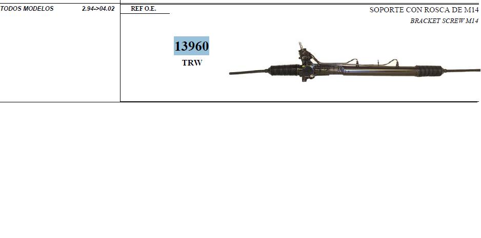 13960 Sercore cremalheira da direção