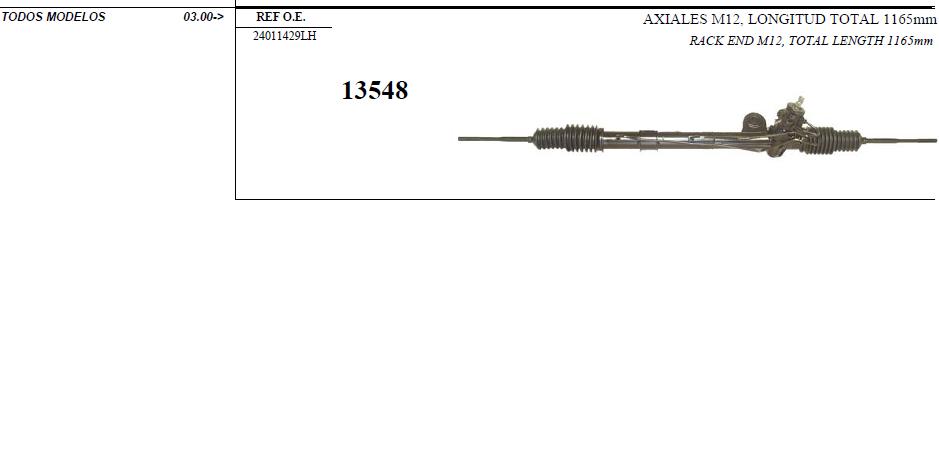 13548 Sercore cremalheira da direção