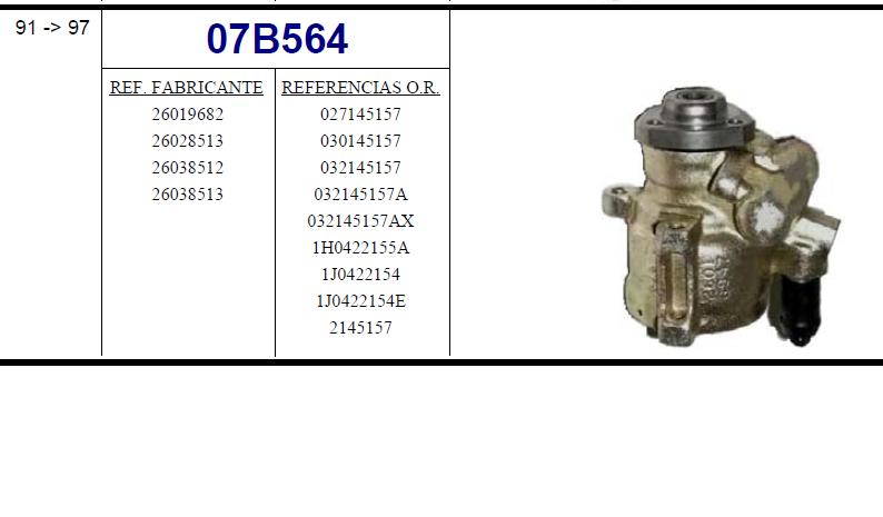 07B564 Sercore bomba da direção hidrâulica assistida