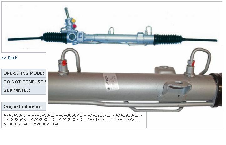 04743910AC Chrysler cremalheira da direção