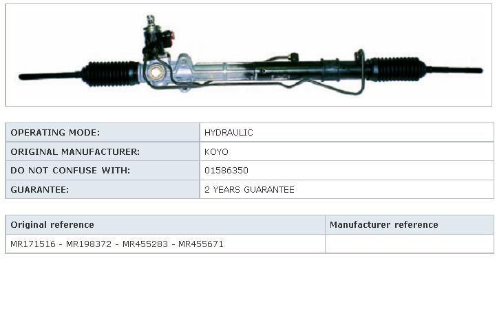 MMR455283 Mitsubishi cremalheira da direção