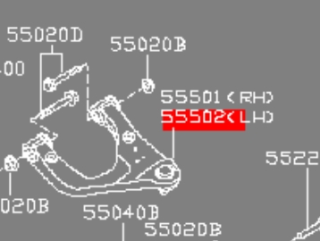 55502EB31A Nissan braço oscilante superior esquerdo de suspensão traseira