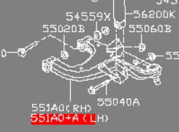 551A1EB300 Nissan braço oscilante inferior esquerdo de suspensão traseira