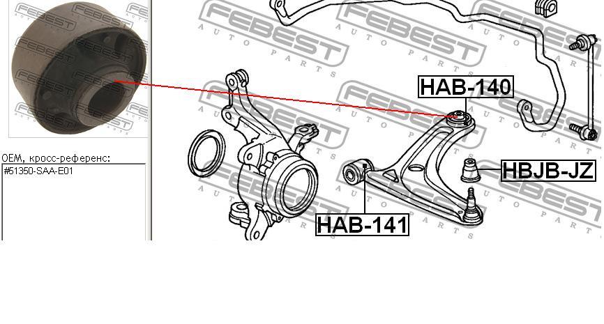 Bloco silencioso dianteiro do braço oscilante inferior para Honda Jazz (GD)