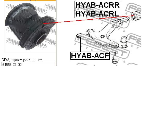 54555-22101 Hyundai/Kia bloco silencioso dianteiro do braço oscilante inferior