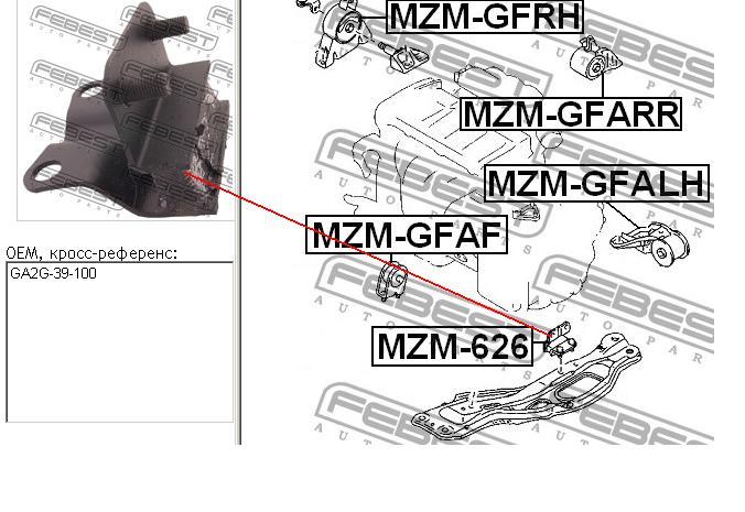 Coxim (suporte) inferior de motor MZM626 Febest