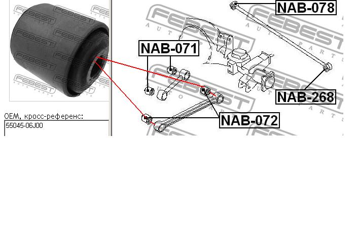 Bloco silencioso do braço oscilante inferior traseiro longitudinal para Nissan Patrol (Y61)