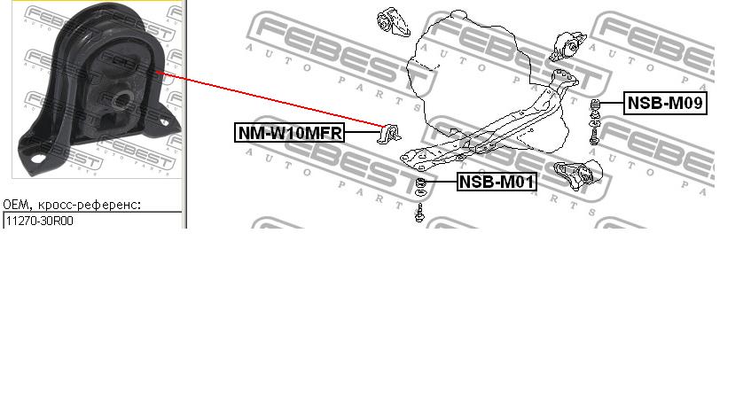 1127051E01 Nissan coxim (suporte dianteiro de motor)