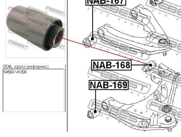 NAB168 Febest bloco silencioso dianteiro do braço oscilante inferior