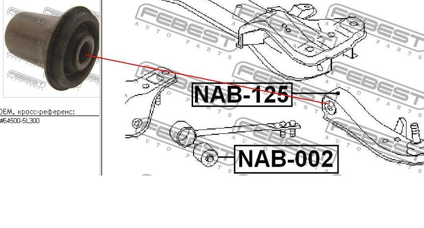 Сайлентблок передней подвески Febest NAB125 цена, от 11.15 USD
