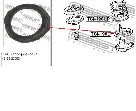 Espaçador (anel de borracha) da mola dianteira inferior para Toyota Avensis (T22)