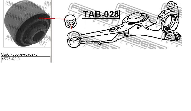 TAB028 Febest bloco silencioso do braço oscilante inferior traseiro longitudinal