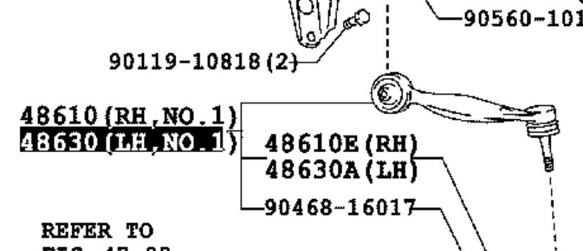 4863059125 Toyota braço oscilante superior esquerdo de suspensão dianteira