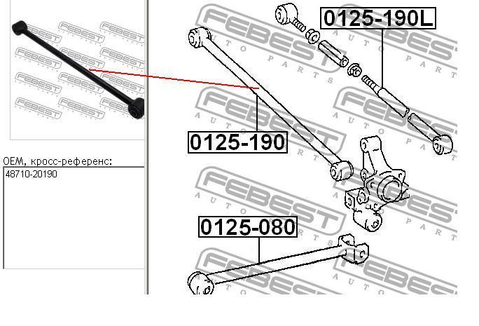 0125-190 Febest braço oscilante inferior esquerdo de suspensão traseira