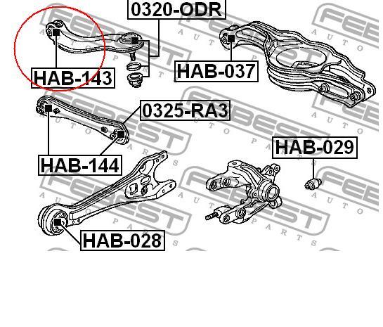Bloco silencioso do braço oscilante superior traseiro para Honda Accord (CL, CM)